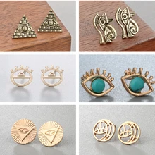 Cxwind נשים של אוזן תכשיטי אופנה גבות עיניים עגילי מתנה עבור בנות ילדים ליידי יפה גיאומטרי עיצוב עיני Stud עגיל(China)