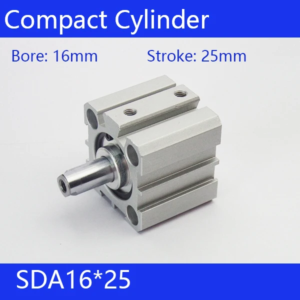 SDA16 * 25 Бесплатная доставка 16 мм диаметр 25 мм Ход Компактный Воздушные цилиндры SDA16X25 двойного действия пневматический цилиндр SDA16-25