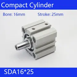 SDA16 * 25 Бесплатная доставка 16 мм диаметр 25 мм Ход Компактный Воздушные цилиндры SDA16X25 двойного действия пневматический цилиндр SDA16-25