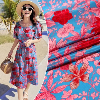 

140cm new inkjet silk crepe de chine fabric12mm floral T-shirt shirt dress crepe de chine silk fabric wholesale silk cloth