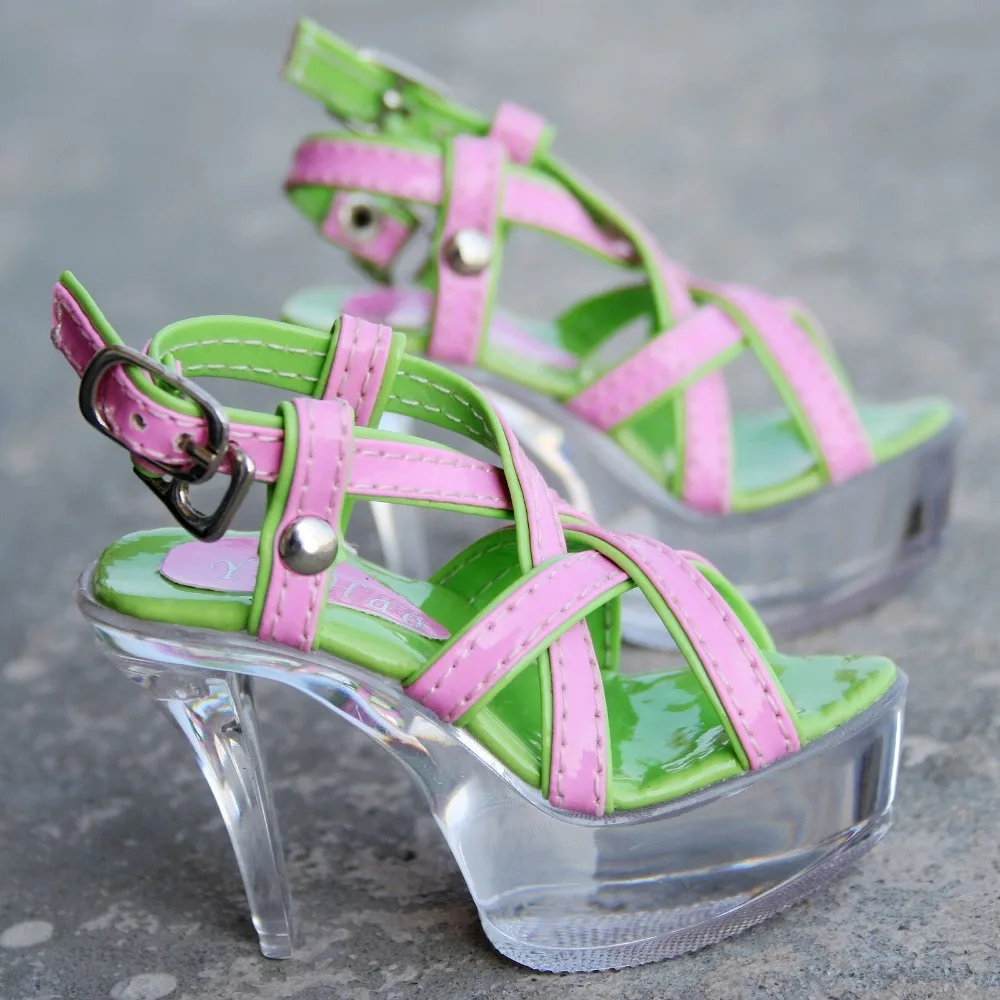 [Wamami] 52 # розовый и зеленый 1/3 SD BJD Dollfie высокий каблук Синтетическая кожа Shoes 7.5cm|bjd