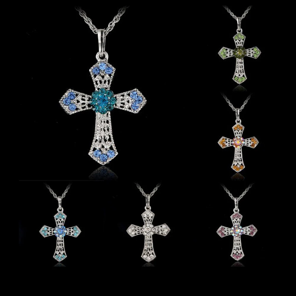 Модное ожерелье с кристаллами и кулонами для женщин ювелирные изделия|cross