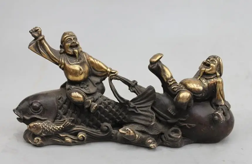 

wang671115580+++China Feng Shui Bronze Copper Fish tortoise East god of wealth Buddha Statue