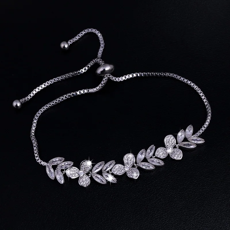 Baiduqiandu Новое поступление лист и цветок кубического циркония Кристалл CZ регулируемый браслет для женщин или свадьбы невесты или подружки невесты