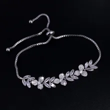 Baiduqiandu Новое поступление лист и цветок кубического циркония Кристалл CZ регулируемый браслет для женщин или свадьбы невесты или подружки невесты