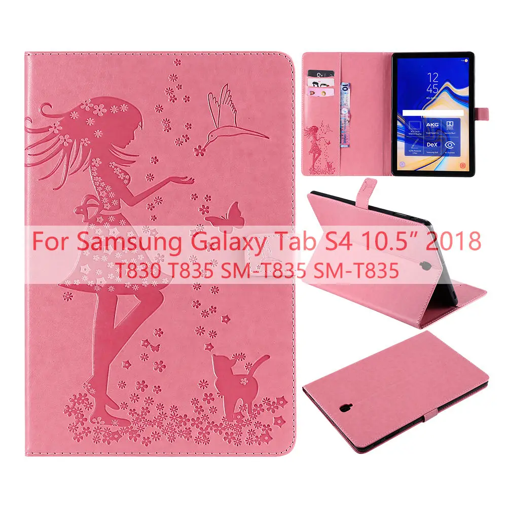 Чехол для samsung Galaxy Tab S4 10,5 дюймов T830 T835 T837 кожаный Умный Магнитный чехол-подставка для samsung Galaxy S4 10,5 Funda - Цвет: Розовый