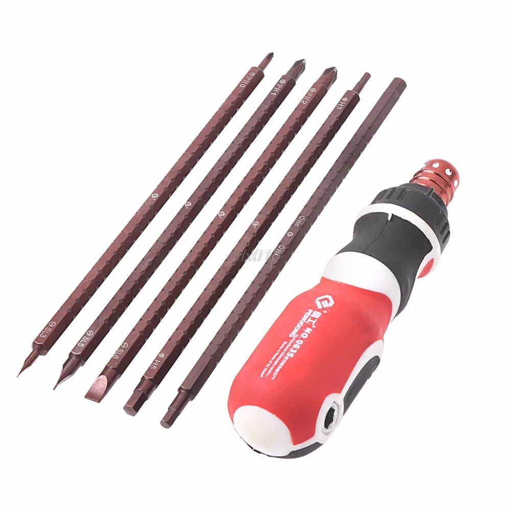 

6Pcs Screwdriver Set S2 Alloy Steel Phillips/Hex Flex Ratchet Screwdriver Adjustable Telescopic Multifunctional Hand Tool S08