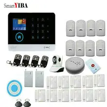 YIBA inteligente IOS Android Toque Do Teclado, Wireiess cor WiFi GSM Home Security Sistema de Alarme, Discagem automática + Sensor de Fumaça