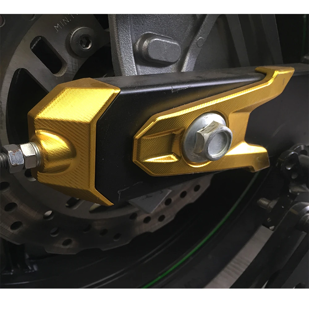 For Kawasaki Z800 2013 2014 2015 Motorcycle Accessories CNC Aluminum Rear Axle Spindle Chain Adjuster Blocks