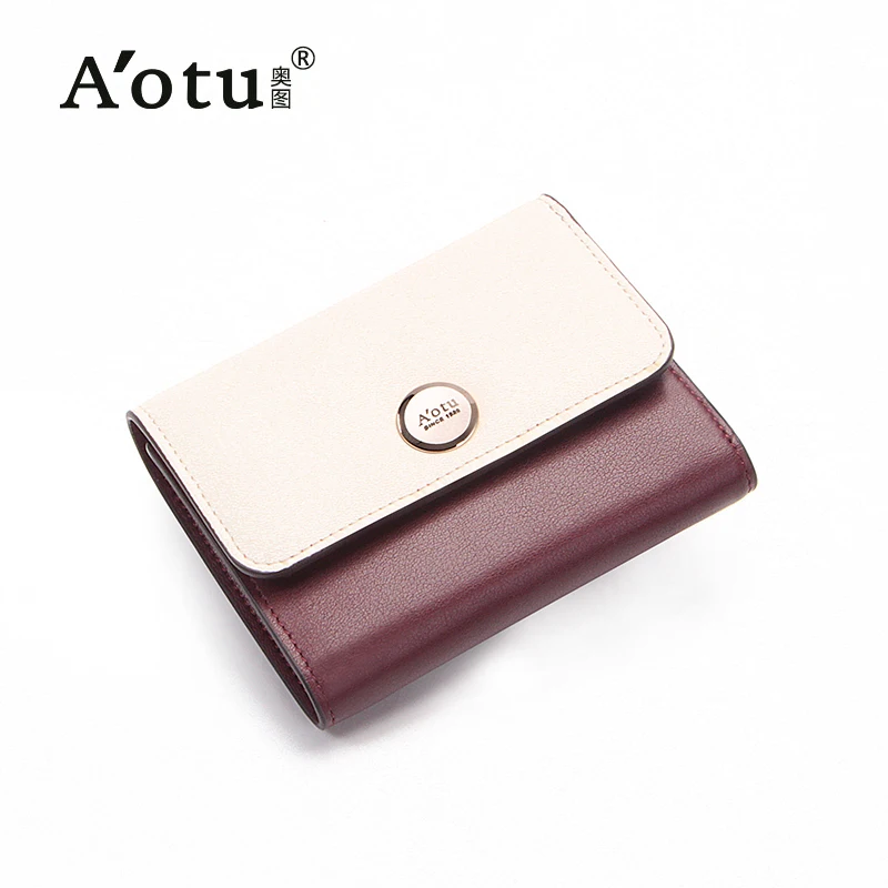 

AOTU Genuine Leather Short Paragraph Simple Lady Holding Wallet