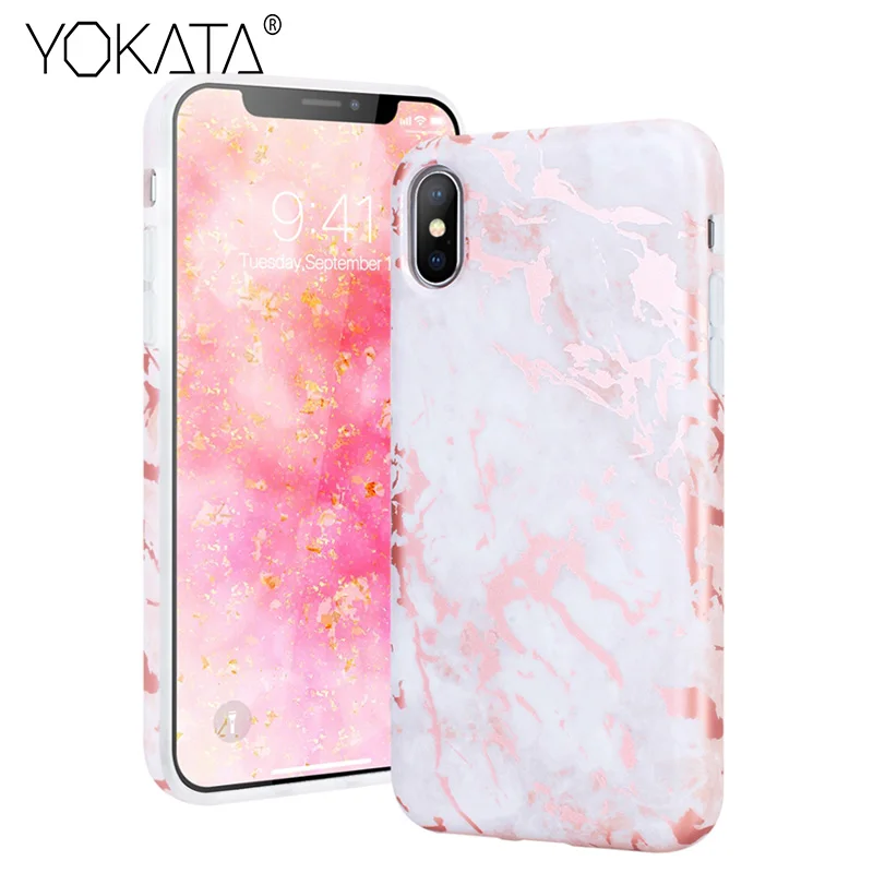 Роскошный Мраморный чехол Yokata для iPhone X 7 6s 6 Plus SE 5s 5 мягкий золотых силиконовых
