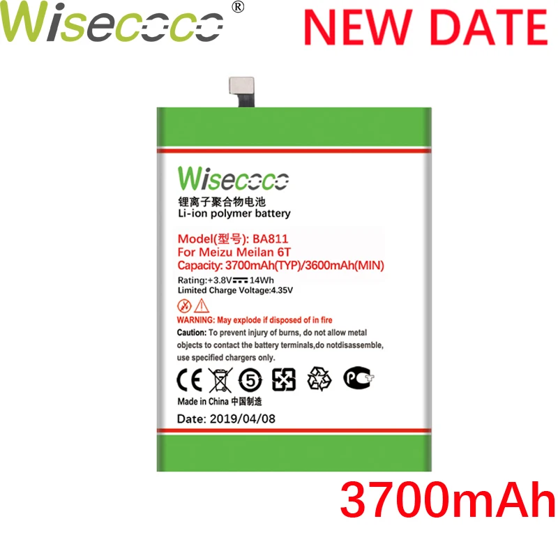 

Wisecoco BA811 3700mAh Newly Production Battery For Mei zu Meilan 6T Mobile Phone High Quality Battery replace+Tracking Number