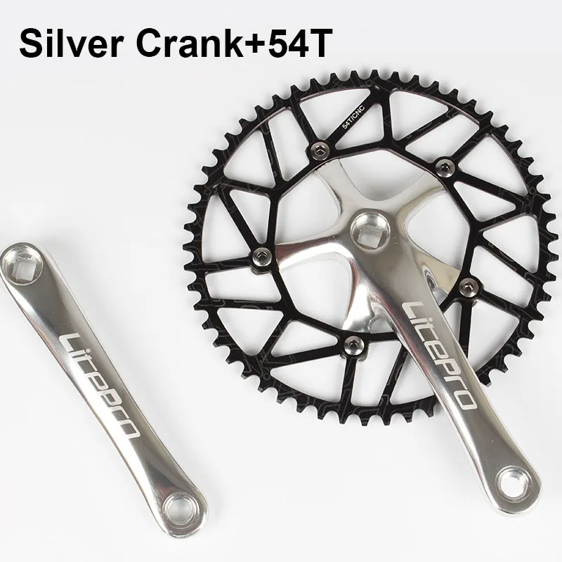 54T Silver Crank Litepro, супер светильник 130 BCD 50T 52T 54T 56T 58 T, велосипедная цепь, колеса, цепное кольцо, полый BMX, складной велосипедный шатун, Bcycle - Цвет: 54T Silver Crank