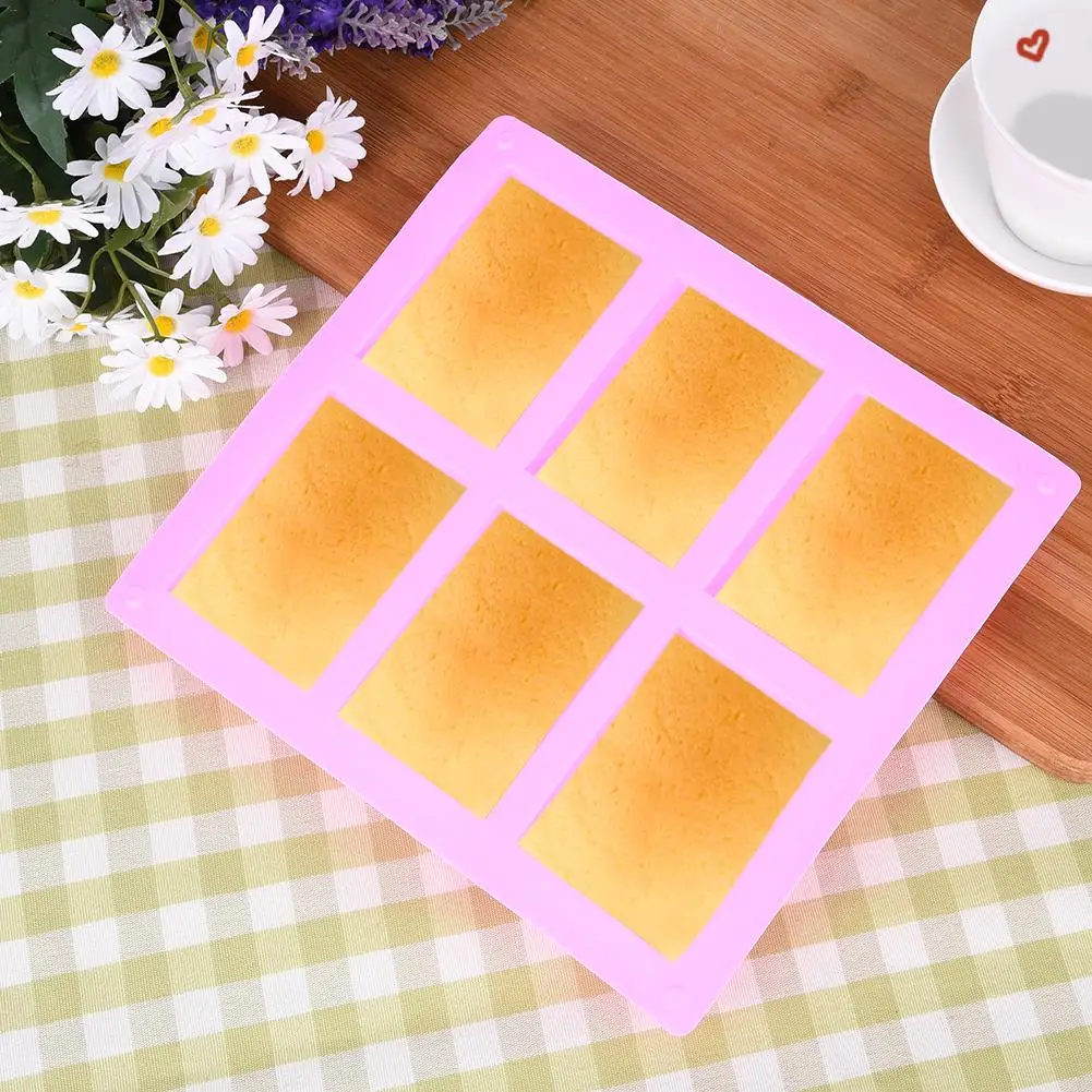 

6 Cavities 3D Handmade Rectangle Square Silicone Soap Mold Chocolate Cookies Mould Cake Decorating Baking Equipment Non-toxic