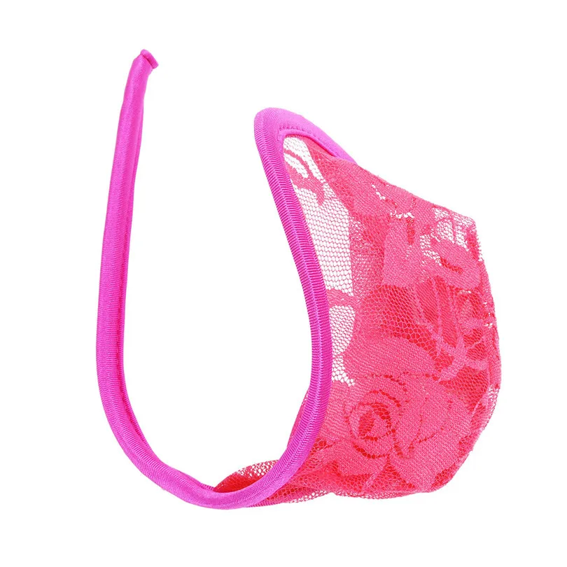 iEFiEL Sexy Mens Male Lace Floral C-string Bikini Mens Penis Sheath Cover Tights Underwear Thongs G-String for Lingerie Night
