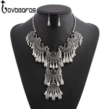 Lovbeafas модные браслеты чокер наборы богемных украшений Висячие кисточки массивное Макси ожерелье серьги для женщин Colar Винтажные Ювелирные Изделия