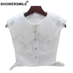 SHOWERSMILE съемный воротник для женщин белый шифон съемный искусственный воротник женская блузка однотонный модный искусственный мех свитер