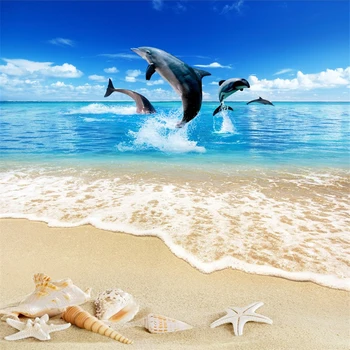 

beibehang beach starfish 3d floor tiles 3D Wall Sticker wallpaper for Living room mural Removable decal papel wall wall paper