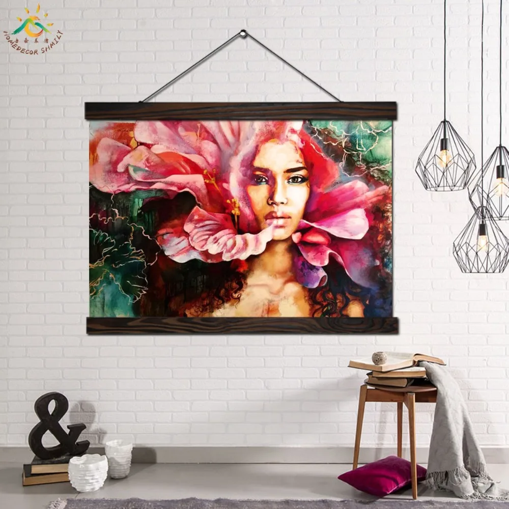 

Colorful Flower Woman Modern Wall Art Print Pop Art Picture And Poster Frame Hanging Scroll Canvas Painting Home Decoration