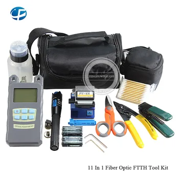 

FTTH Tool Kit with 11 in 1 FC-6S Fiber Fiber Cleaver +Optical Power Meter 10Mw Visual Fault Locator+ fiber cutting blades 12