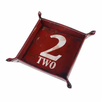 

LINKWELL 1PC Retro Red Number Two Figure Letter Word PU Leather Mens Catchall Change Key Wallet Coin Box Storage Tray Valet