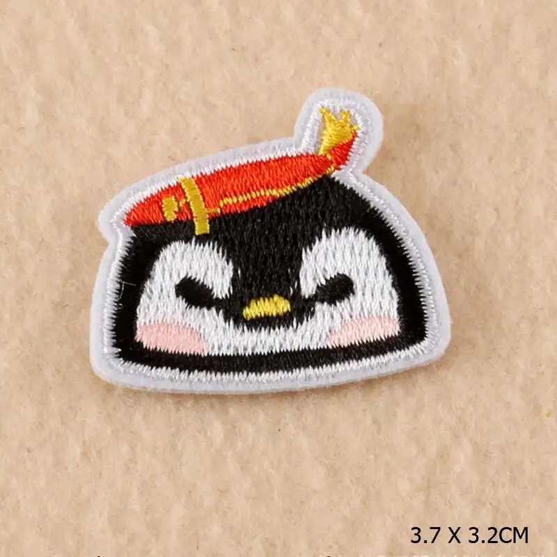 

1pc Penguin Embroidery Applique Patches Fusible Dog Cat Unicorn Animal Set Iron on Clothing Sticker for Kid Clothes Stripe Badge