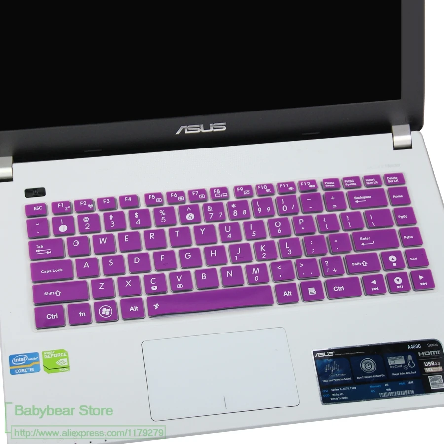 laptop keyboard cover skin guard For ASUS VivoBook F402WA f402w f402c f402s f402n f402sa f401a f401u f451c 14 inch - Цвет: purple