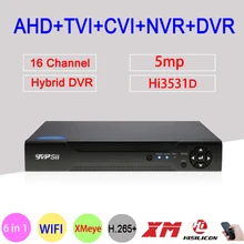 5MP камера видеонаблюдения Xmeye H.265+ Hi3531D 16 каналов 16CH 6 в 1 Wifi Гибридный XVI NVR CVI TVi AHD CCTV DVR