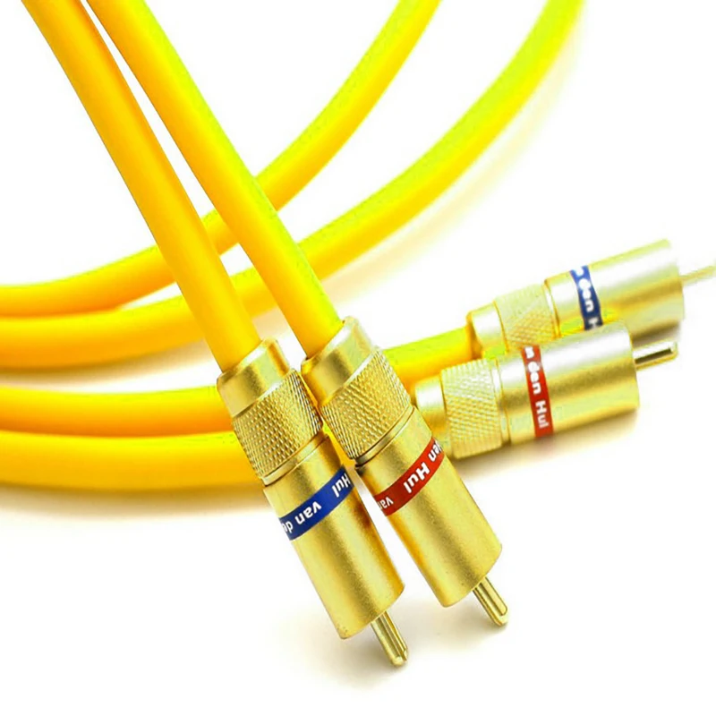 Free shipping pair Van Den Hul The D-102 III HYBRID (Halogen F) Audio Cable with Gold plated RCA ja
