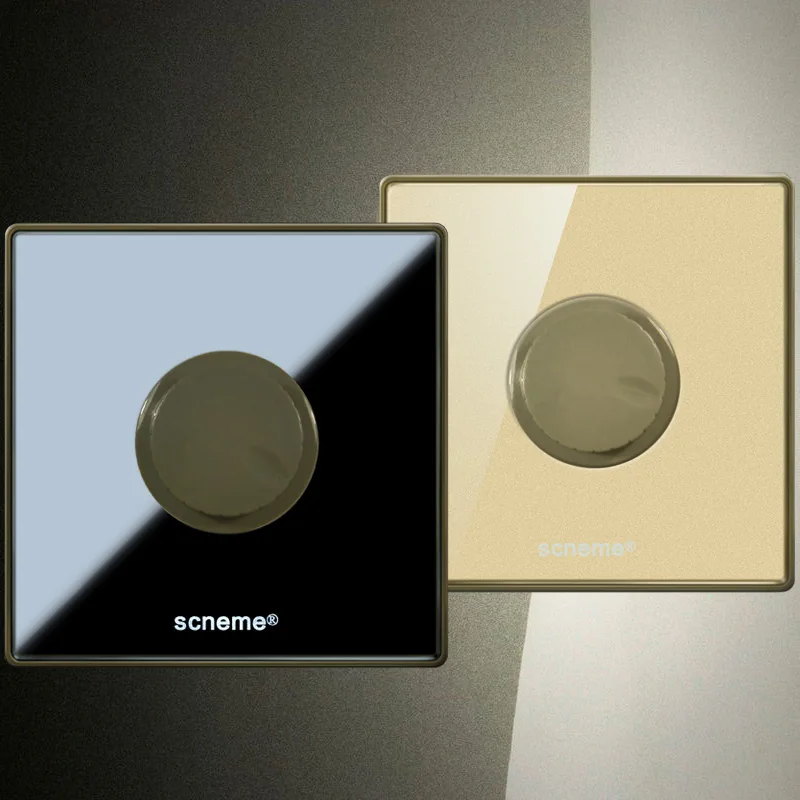 

New Ceiling fan speed control switch, 10A 220V Home wall switch Crystal acrylic panel Black/gold colors