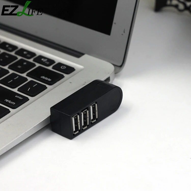 Черный 3 Интерфейс настоящий роторный Usb2.0hub провод 3 usb-хаб вращающийся высокоскоростной проводки устройства 3-портовый usb-хаб удлинитель