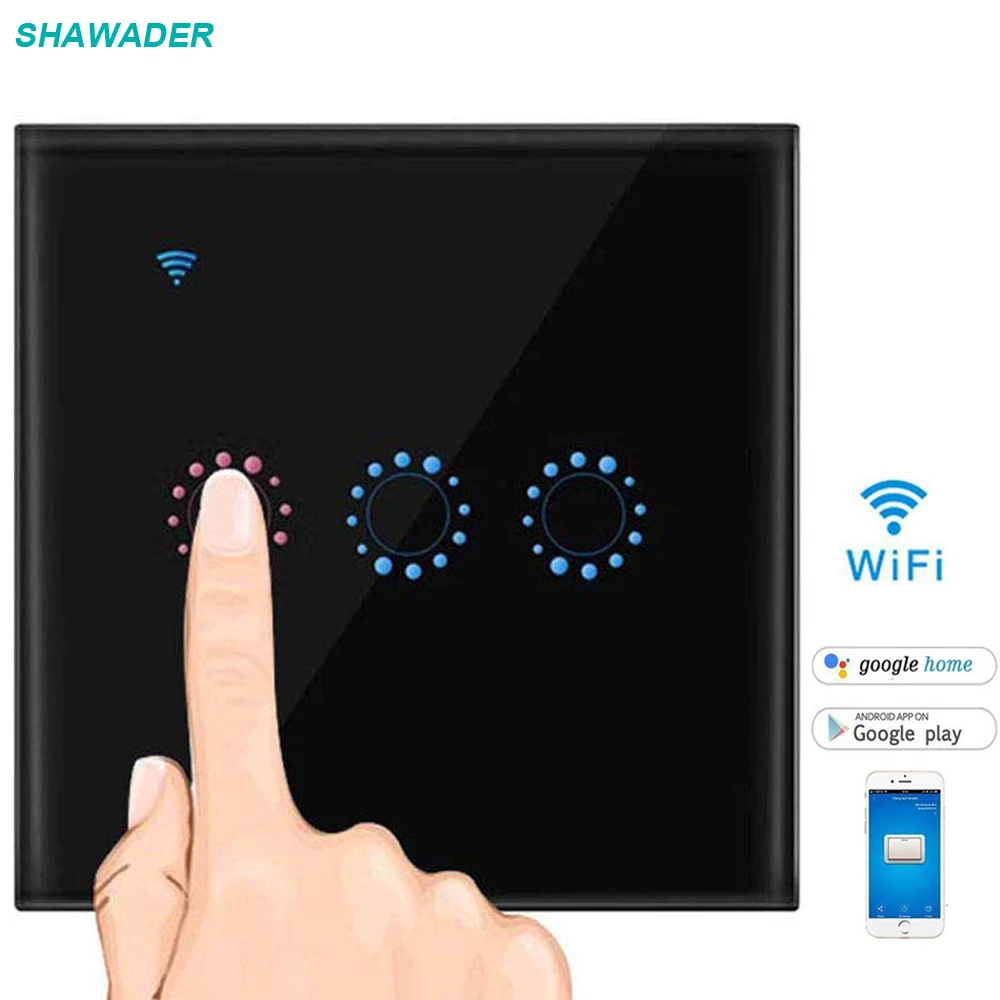 Умный Wifi сенсорный выключатель света 3 банды стеклянный экран Сенсорная панель