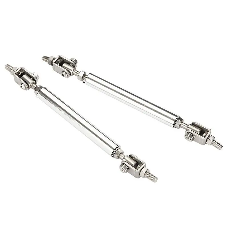 2x Silver Stainless Steel Car Front Bumper Adjustable Splitter Rods