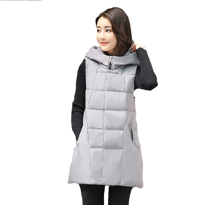 2017 Autumn Winter Women Cotton Vest Hooded Warm Down Coat Color Vests