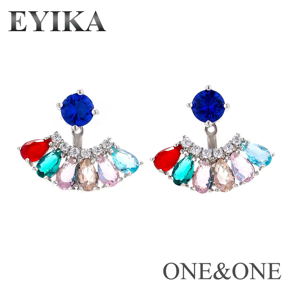 

EYIKA New Design Glass Small Stud Earrings Water Drop Mixing color Women Jewelry Earring Gift for girlfried/Mother Free Shipping