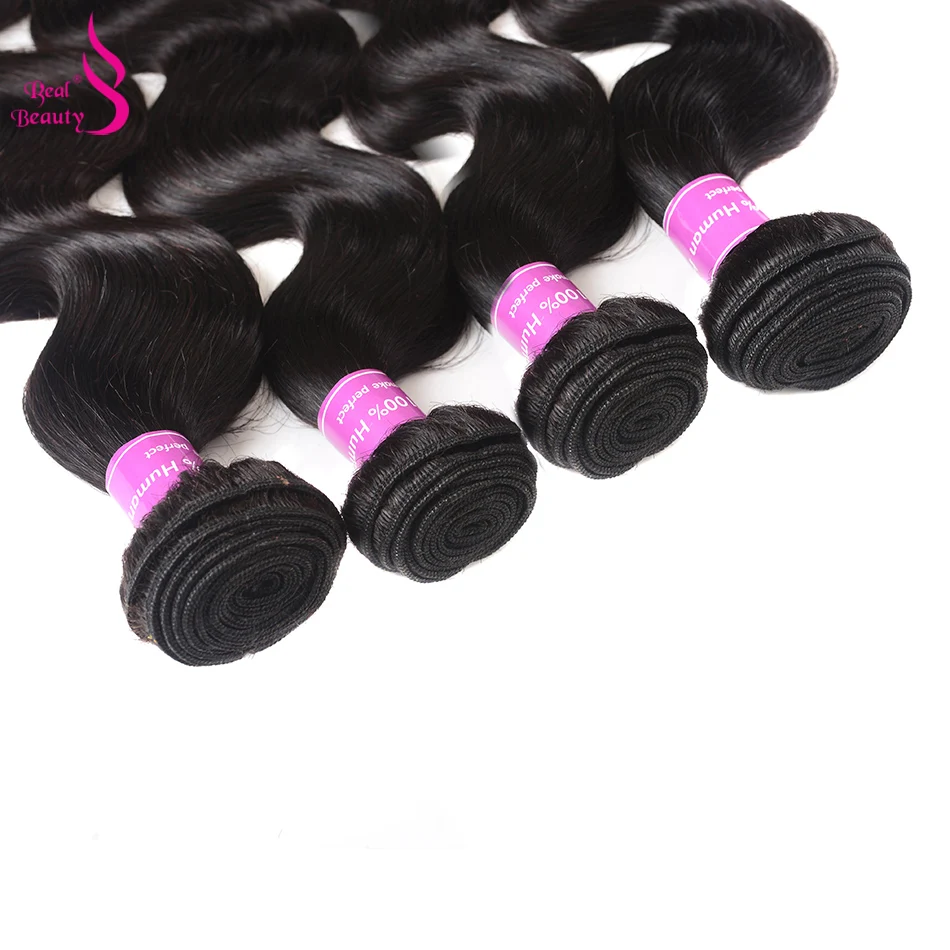 4 Bundles Brazilian Body Wave Hair With Closure Natural Color Non-Remy Real Beauty Human Hair Bundles With Lace Closure  (20)