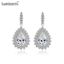 LUOTEEMI, сверкающие, высокое качество, AAA, кубический цирконий, праздничная одежда, серьги в форме капли воды для девушек, сексуальное Клубное платье, блестящие ювелирные изделия