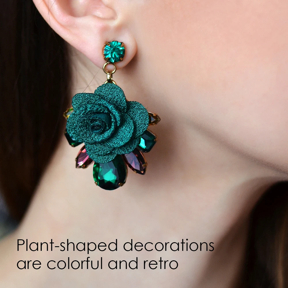 Buy Ouriner 2018 New Green Flower Dangle Earrings