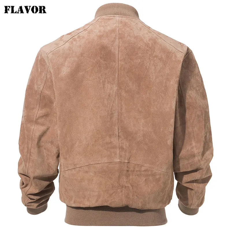 FLAVOR Men Classic Real Pigskin Coat Genuine Baseball Bomber Leather Jacket men leather jacket