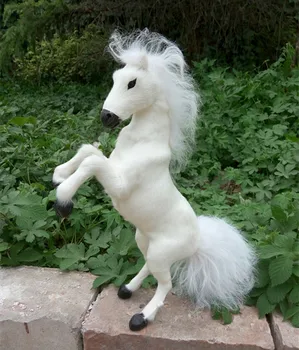 

white simulation war horse toy polyethylene&furs standing horse model doll gift about 32x15cm 1061
