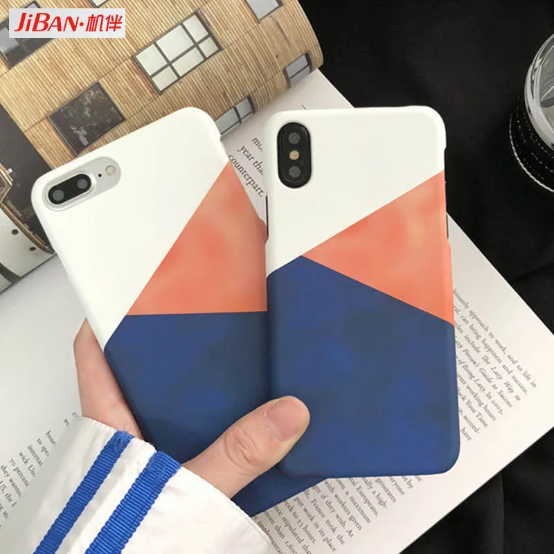 JIBAN Color matching simple geometric Phone Case for Apple iphone X 6 6s 6plus 6splus 7 7plus 8 8plus Cover matte hard shell | Мобильные