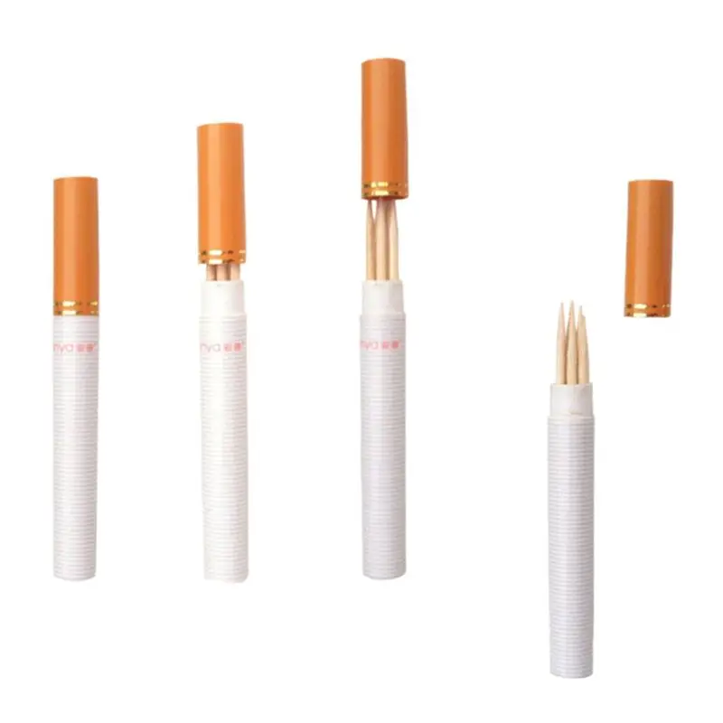 

2pcs Cigarette Shaped Toothpick Storage Box Secret Stash Pill Container Pocket Holder Creative Table Decoration
