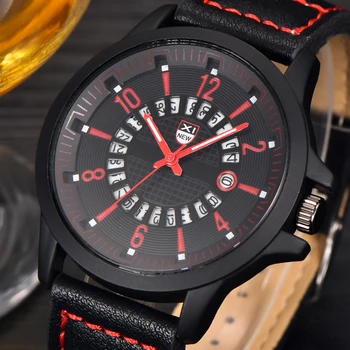 

XINEW Mens Watches Top Brand Design Fashion Casual Leather Strap Calendar Quartz Wrist Watch Relogio Masculino Marca Original