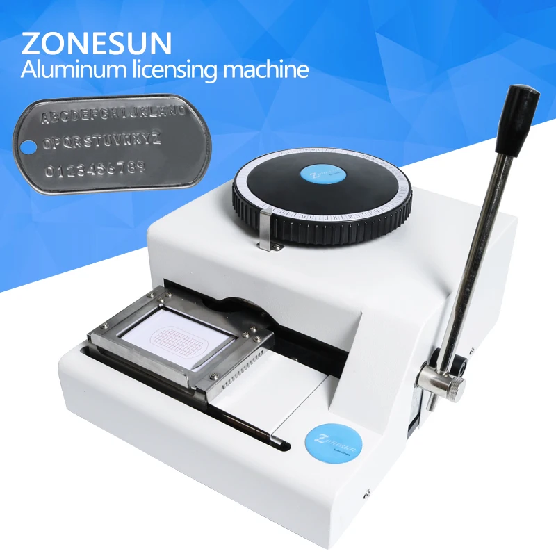 ZONESUN Embossing Machine Dog Tag engraving Stainless Steel Metal Machine Number Plate 52