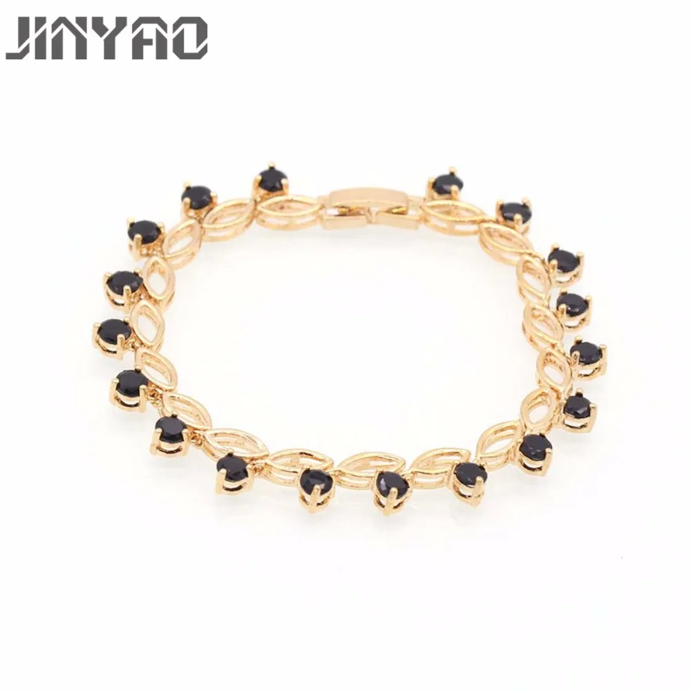 JINYAO модные ювелирные изделия Круглый зеленый красный циркон золотой цвет