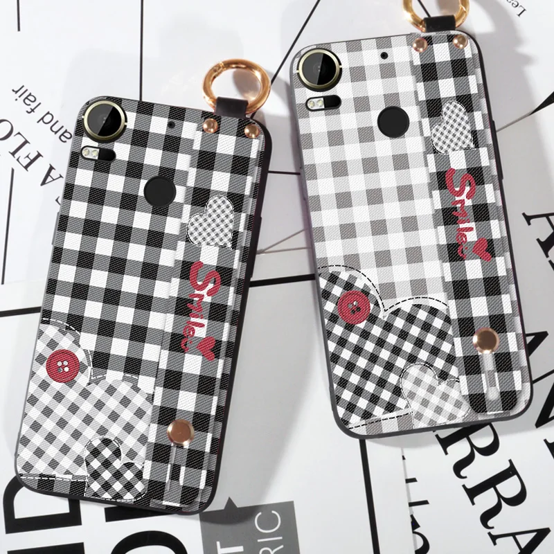 

Wrist Strap phone case For HTC One M7 M9 X9 A9S 801E Lattice Printing Love Silicone Case For HTC Desire 10 D10 Pro Cover Cloth