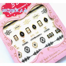 

MYBORMULA 3 pcs gold silver 3D Nail Art Stickers snowflake star heart brand logo Nail Decoration Cartoon Adhesive Decals 49-60