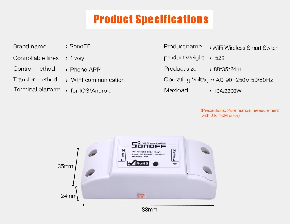 Sonoff базовый WiFi умный переключатель беспроводной домашней автоматизации релейный модуль Domotica DIY пульт дистанционного управления работает с гнездом Alexa