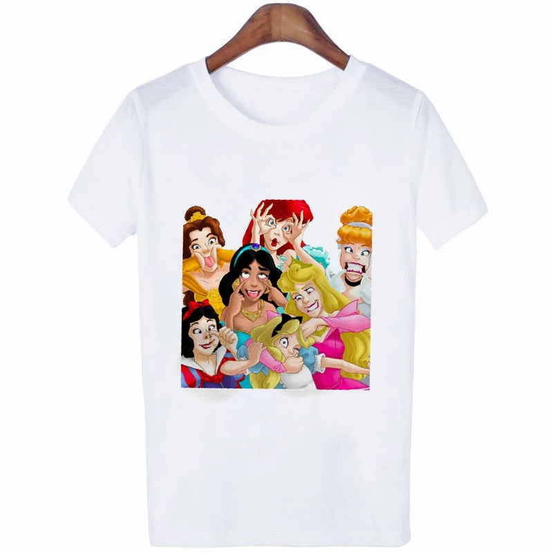 FIXSYS летняя стильная футболка с принтом принцессы в стиле панк, модная женская футболка, забавные повседневные футболки с коротким рукавом в стиле Харадзюку - Цвет: WTQ9027
