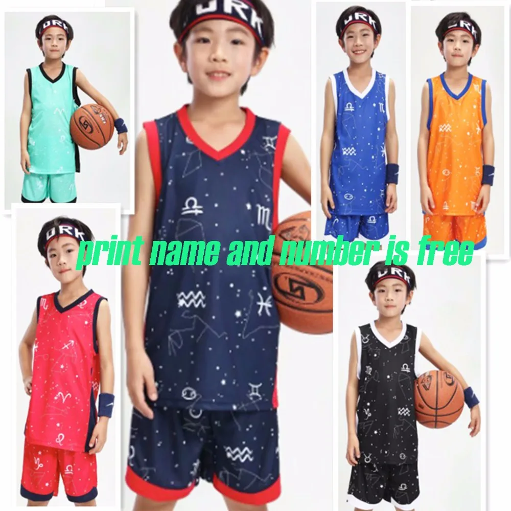Kids Star drill basketball jerseys boys blank basketball sets youth